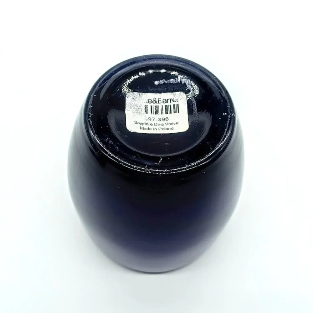 Crate & Barrel Sapphire Blue Diva Glass Votive Candle Holder